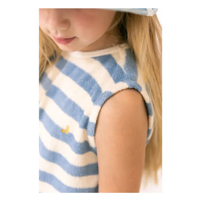Camiseta sin mangas Eve Stripe de algodón orgánico | Azul