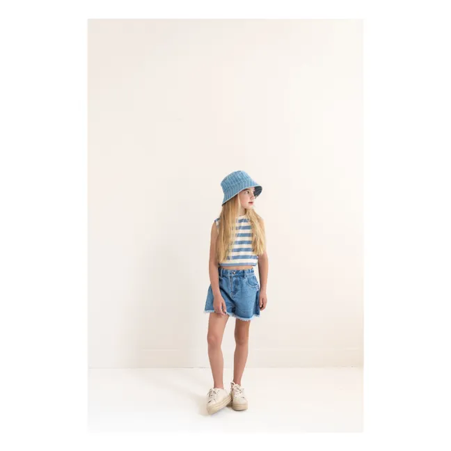 Camiseta sin mangas Eve Stripe de algodón orgánico | Azul