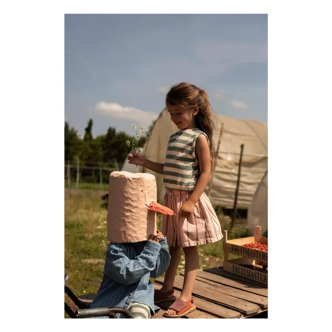 Camiseta sin mangas Eve Stripe de algodón orgánico | Khaki