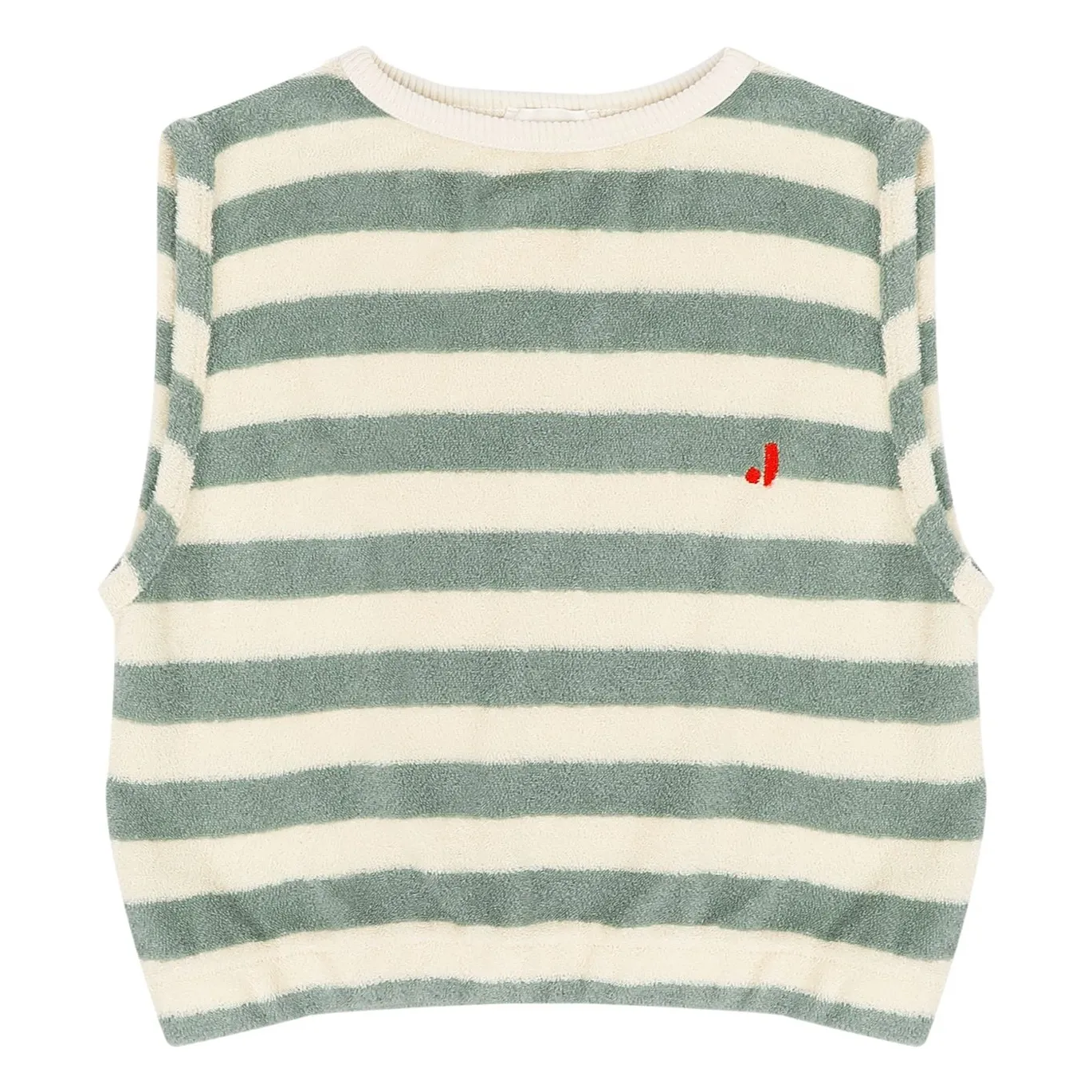 Jenest Khaki Eve Stripe Organic Cotton Sleeveless T-Shirt