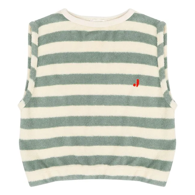 T-shirt Sans Manches Eve Rayé Eponge Coton Bio | Khaki