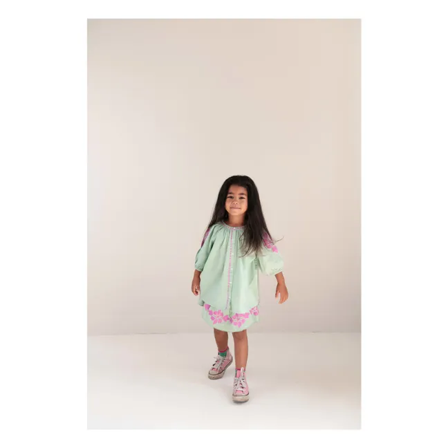 Blouse Brodée Colette Lin | Vert amande