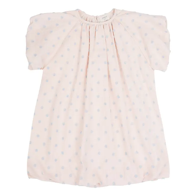 Robe Ballon Bella Pois Coton Bio | Rose pâle