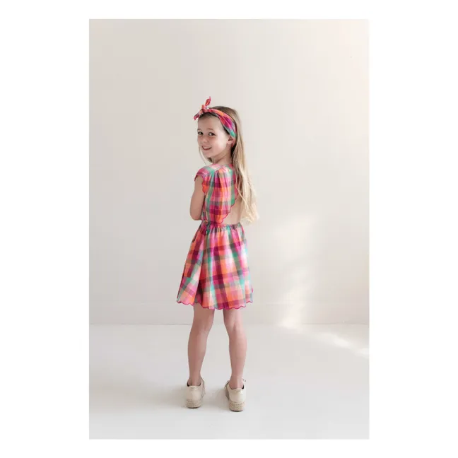 Bandana Carreaux  Coton Bio | Rose fuschia