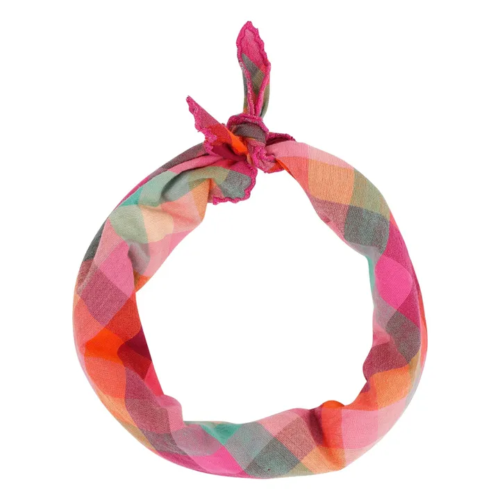 Bandana de algodón orgánico a cuadros | Rosa Fushia- Imagen del producto n°0
