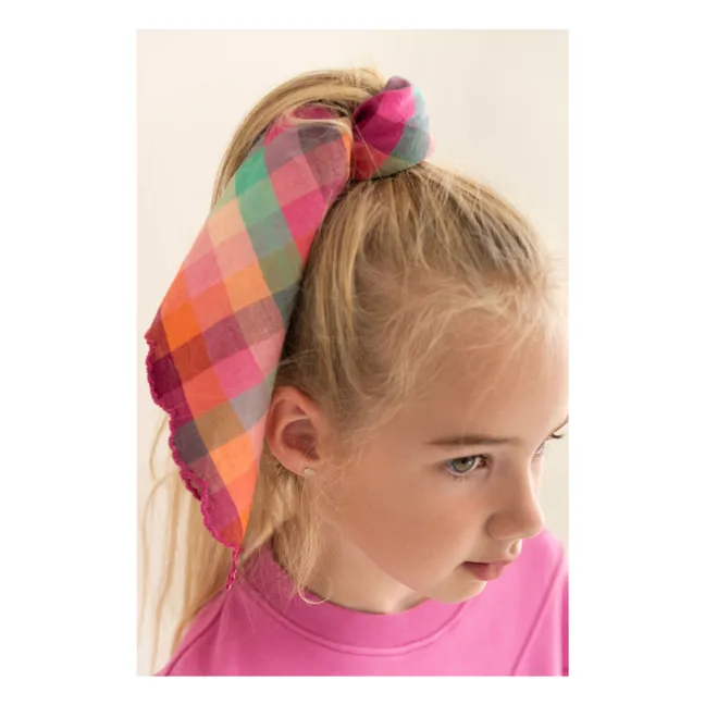 Bandana de algodón orgánico a cuadros | Rosa Fushia