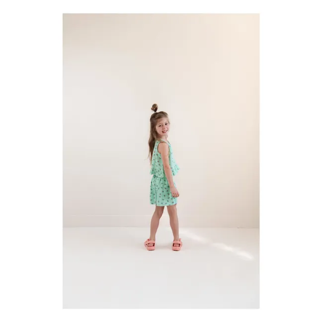 Pantalones cortos de verano florales de algodón orgánico | Turquoise