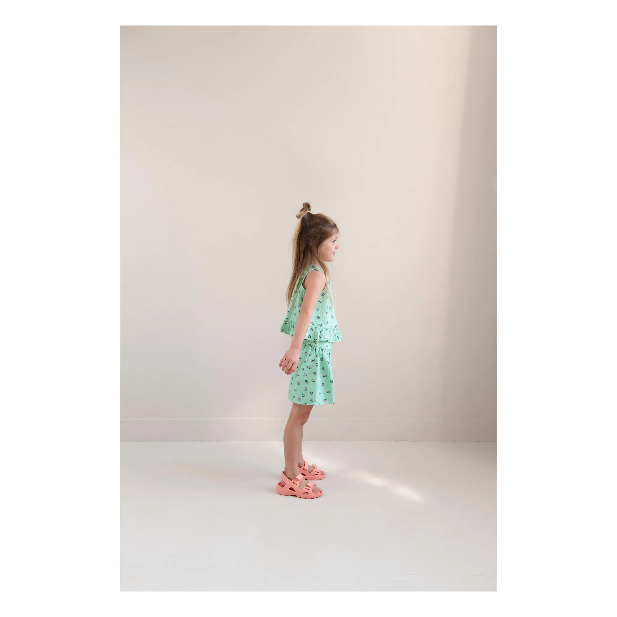 Short Summer Fleuri Coton Bio | Turquoise- Image produit n°2