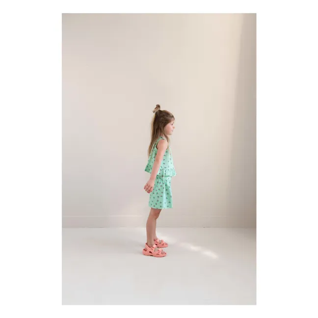 Pantalones cortos de verano florales de algodón orgánico | Turquoise