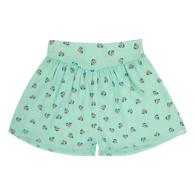 Pantalones cortos de verano florales de algodón orgánico | Turquoise