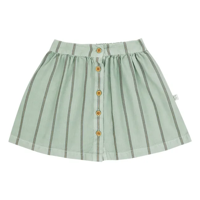 Falda Sasha a rayas Algodón orgánico | Verde Almendra