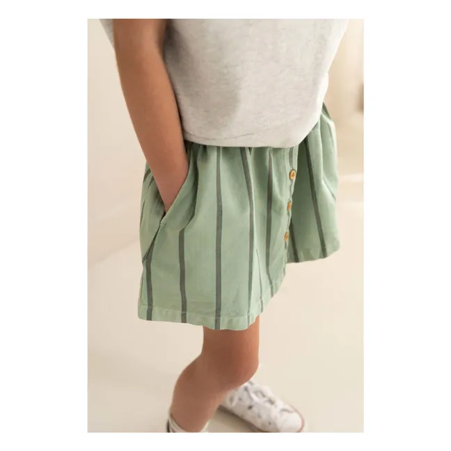 Falda Sasha a rayas Algodón orgánico | Verde Almendra