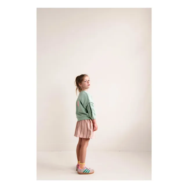 Jupe Sasha Rayée Coton Bio | Rose pêche