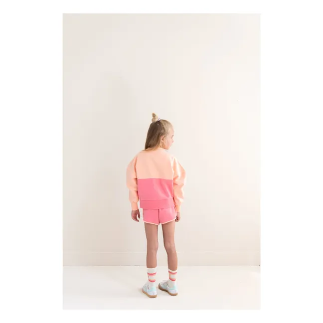 Sudadera de algodón orgánico con bloques de color | Rosa