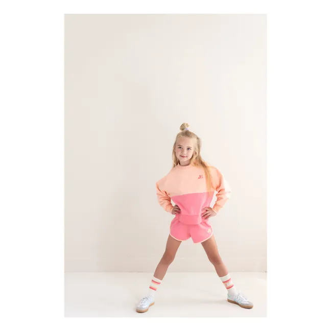 Sudadera de algodón orgánico con bloques de color | Rosa