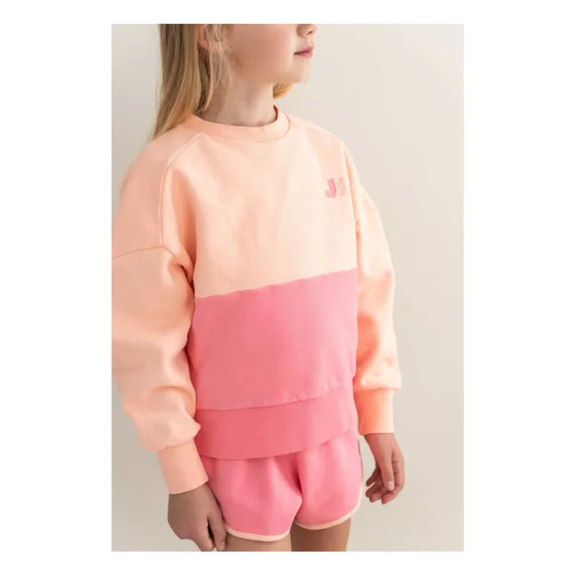 Sudadera de algodón orgánico con bloques de color | Rosa