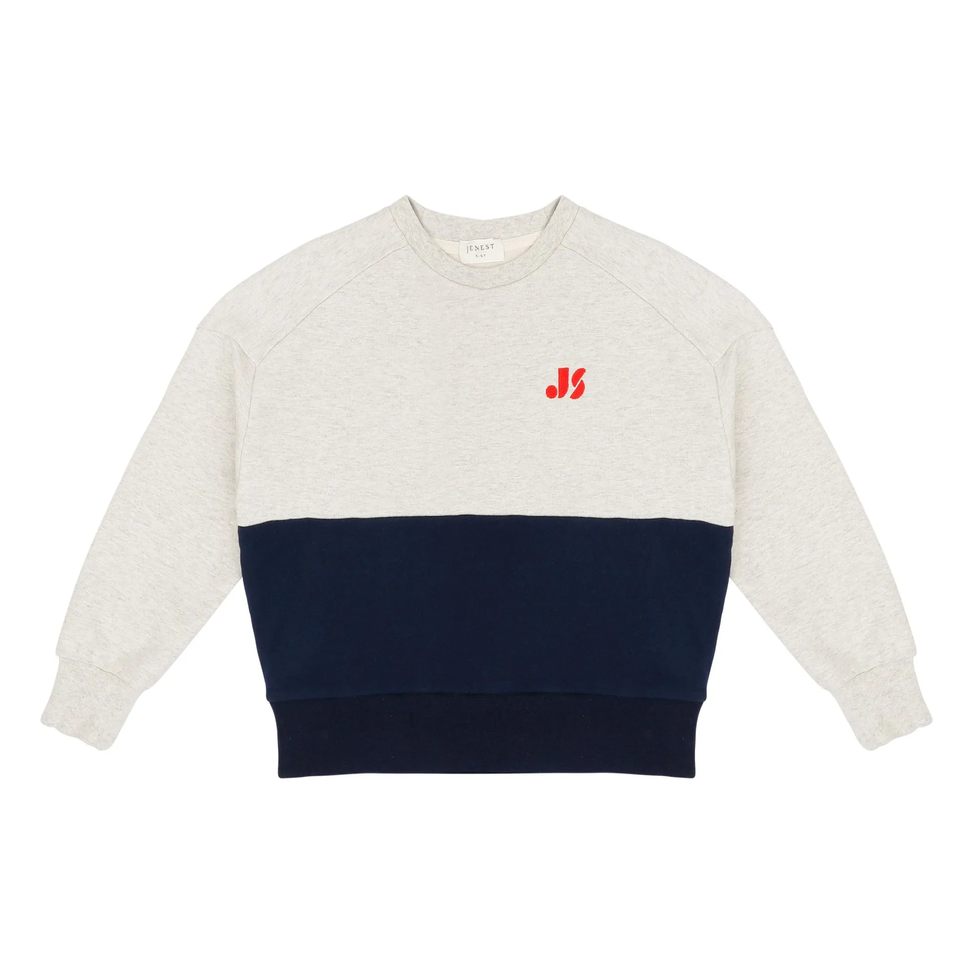 Jenest Light Grey Color Block Organic Cotton Sweatshirt