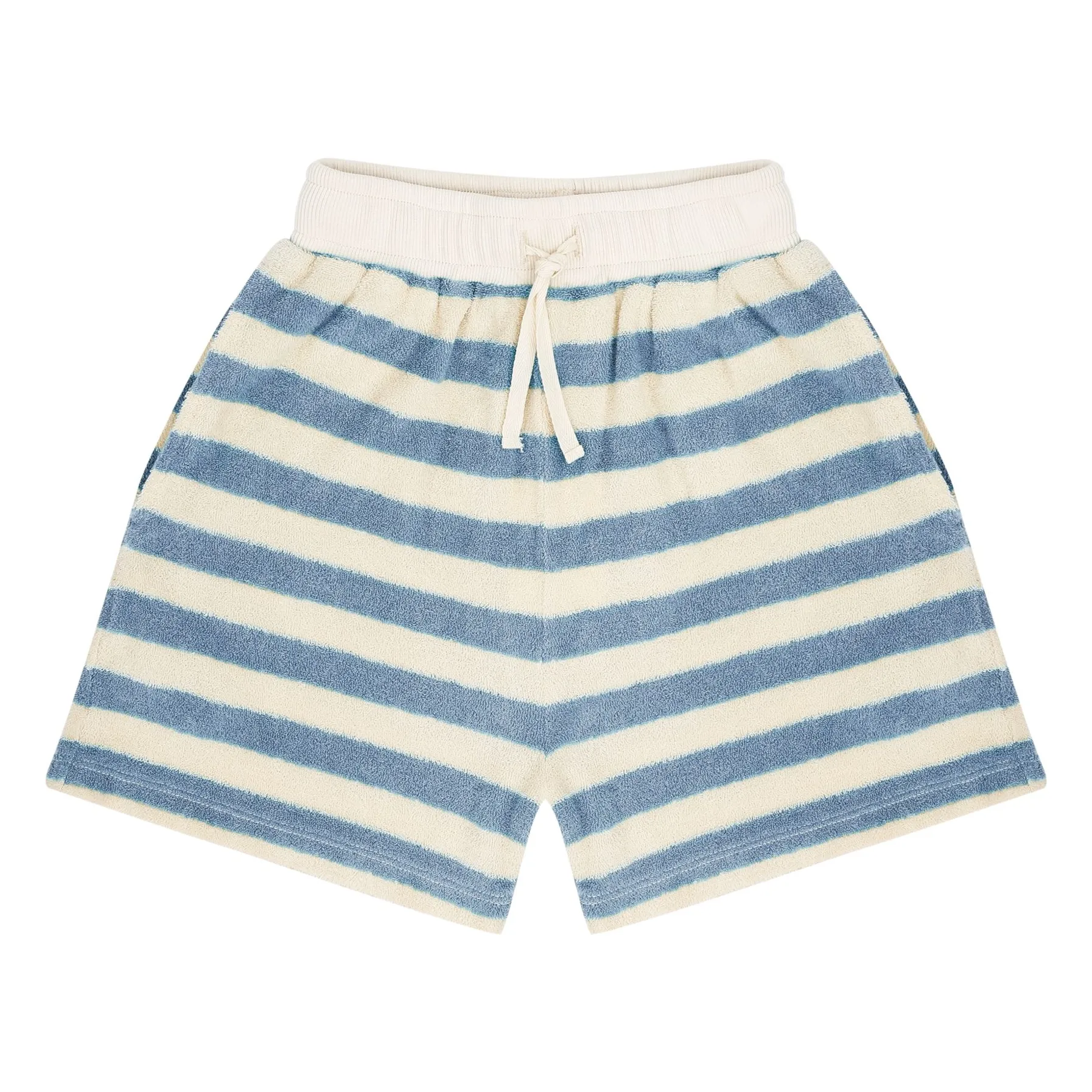 Jenest Blue Robin Striped Organic Cotton Terry Shorts