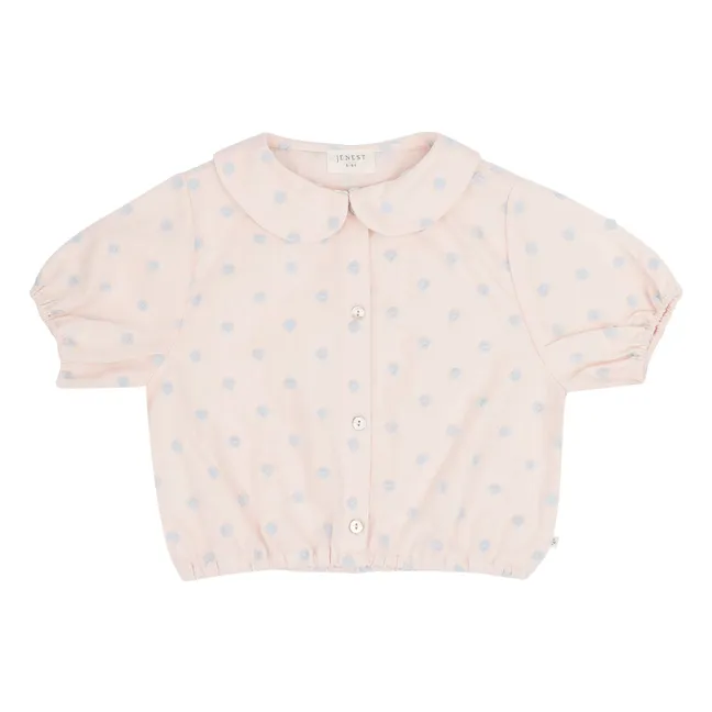 Blouse Col Claudine Molly Pois Coton Bio | Rose pâle