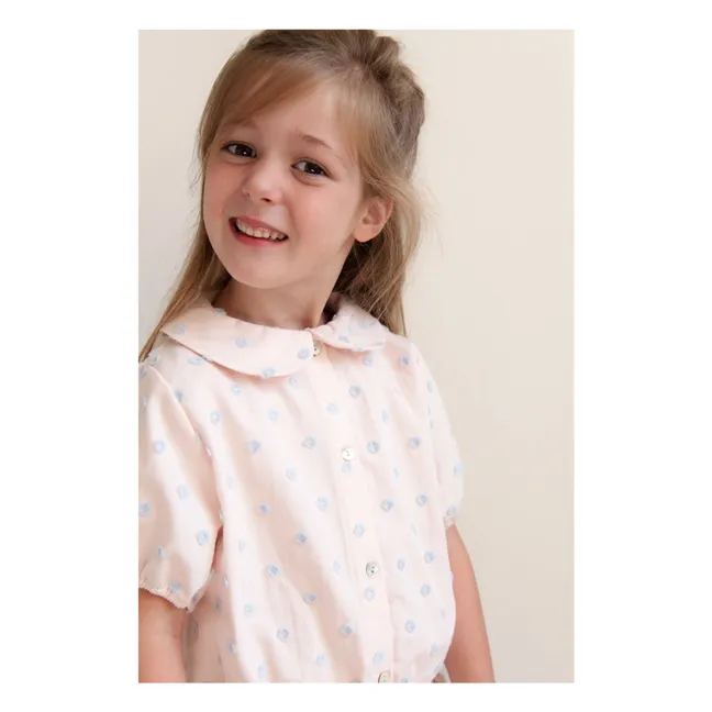 Blouse Col Claudine Molly Pois Coton Bio | Rose pâle