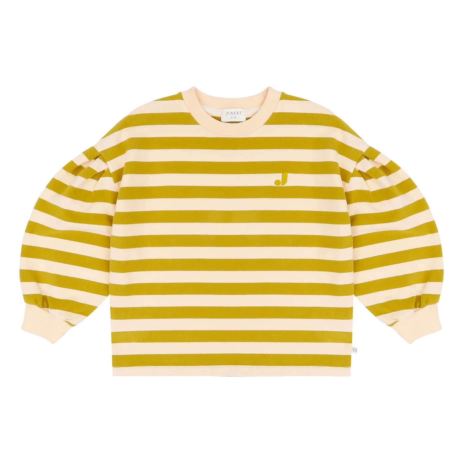 Jenest Mustard Millie Striped Organic Cotton Sweatshirt