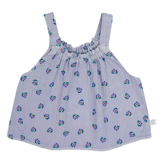 Top de algodón orgánico con flores Maddy | Lavanda