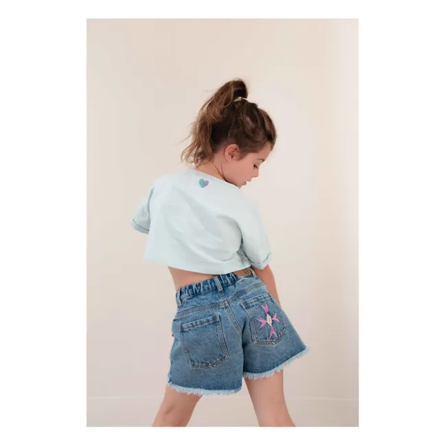 Pantalones cortos vaqueros de algodón ecológico Lilou | Azul