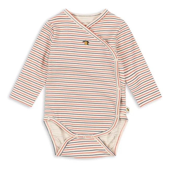 Body Manches Longues Rayé Coton Bio | Rouge