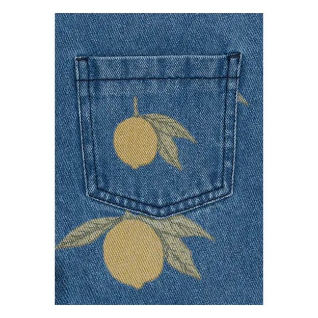 Salopette Courte Denim Magot Guépards Coton Bio | Bleu