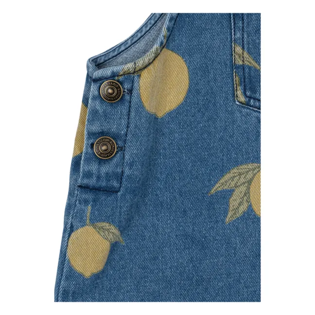 Organic Cotton Denim Magot Cheetah Short Dungarees | Blue