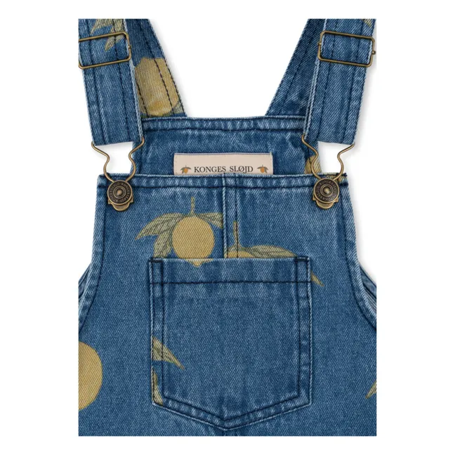 Salopette Courte Denim Magot Guépards Coton Bio | Bleu