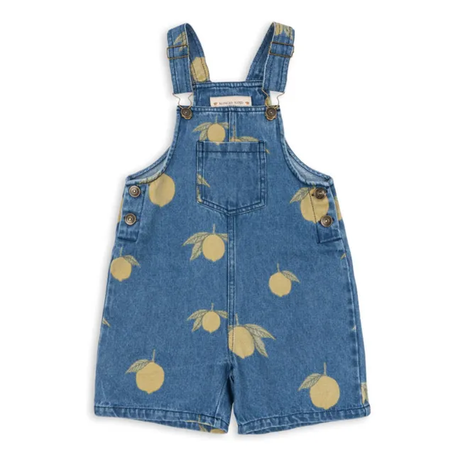 Salopette Courte Denim Magot Guépards Coton Bio | Bleu