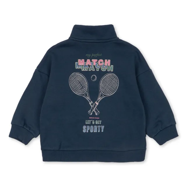 Sweat Zippé Lou Coton Bio | Bleu foncé