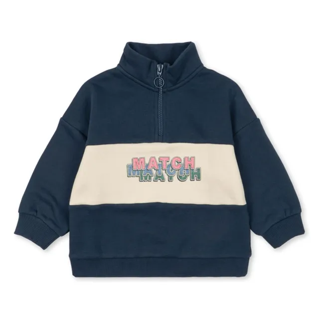 Sweat Zippé Lou Coton Bio | Bleu foncé