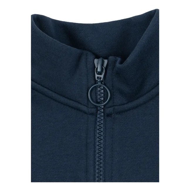 Sweat Zippé Lou Coton Bio | Bleu foncé