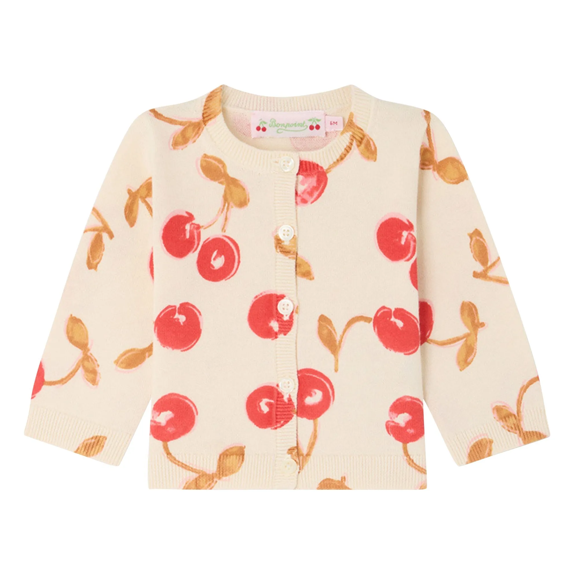Bonpoint Red Cardigan Teyana Cerises Coton Bio
