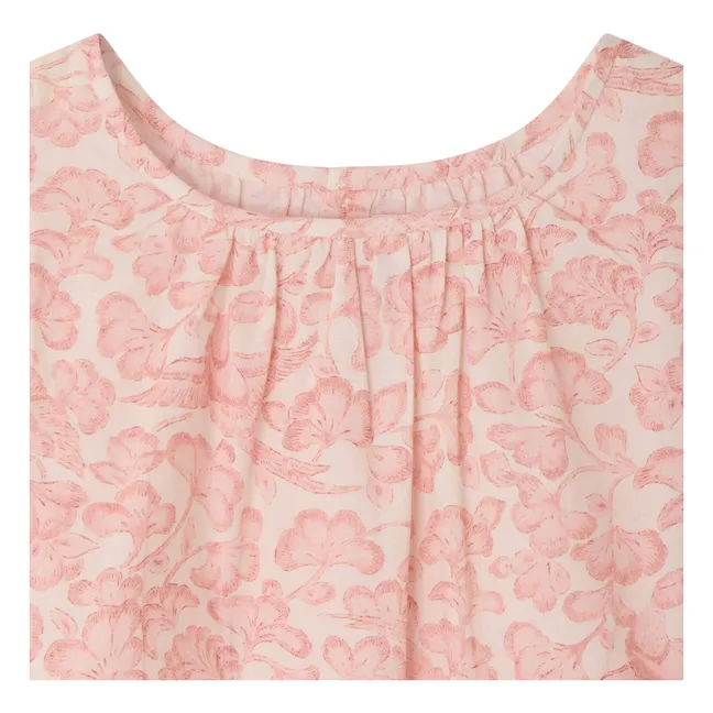 Pyjama Ailette Fleuri Coton Bio | Rose poudré