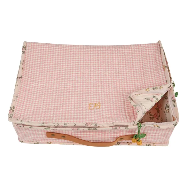 Grande valise de rangement Vichy | Rose