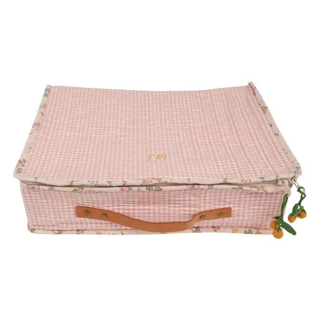 Grande valise de rangement Vichy | Rose