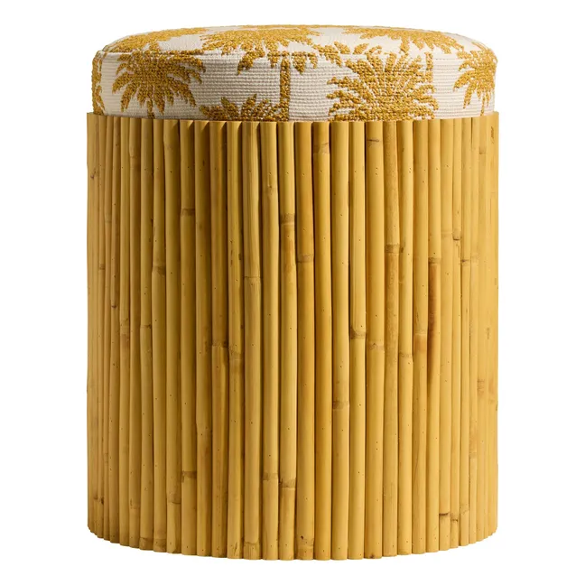 Puff Riviera con estampado de palmeras | Ocre