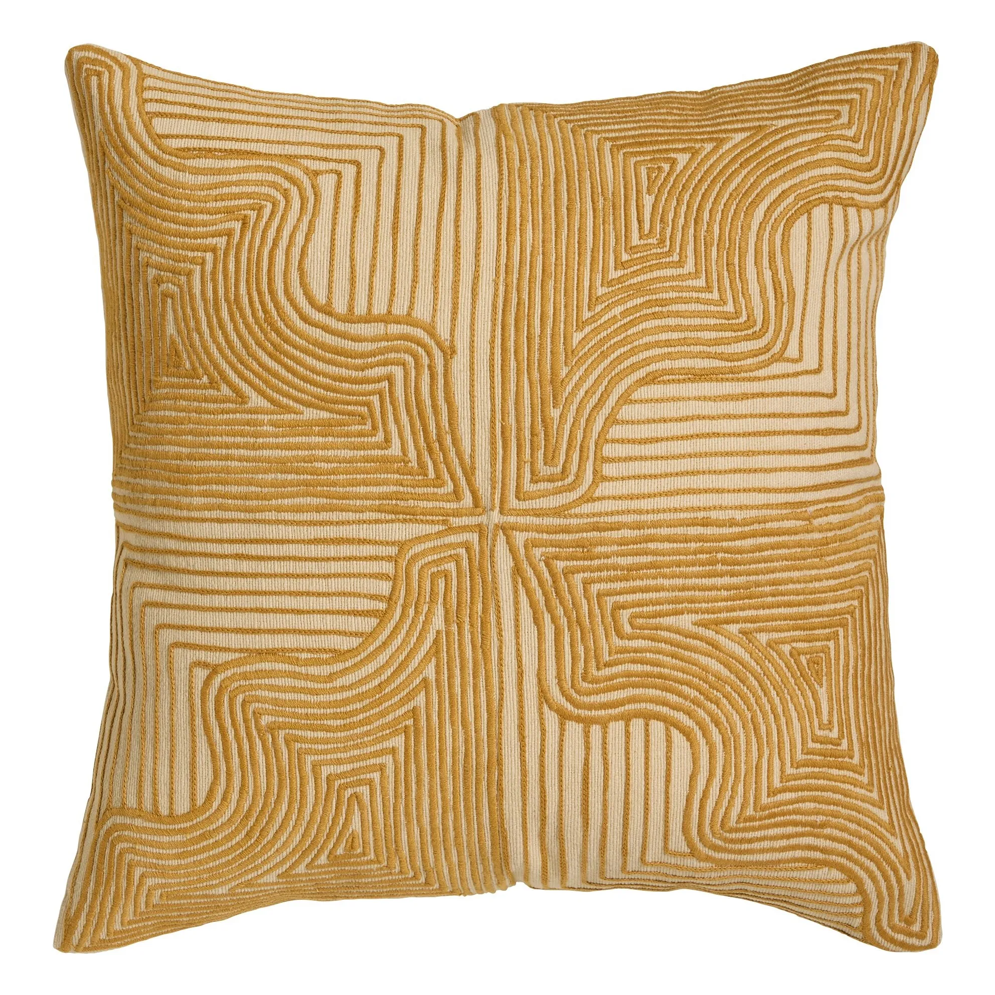 Coussin brodé Onda | Ocre- Image produit n°0