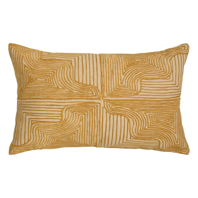 Onda embroidered cushion | Ochre