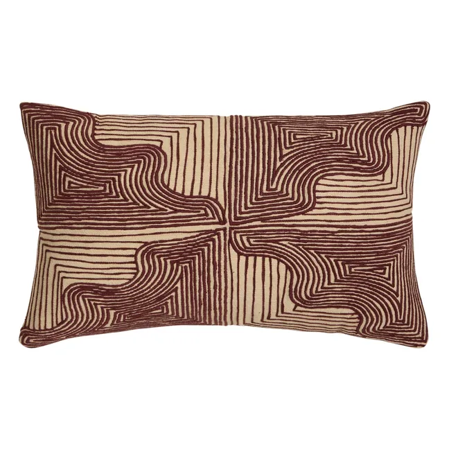 Onda embroidered cushion | Carmine red
