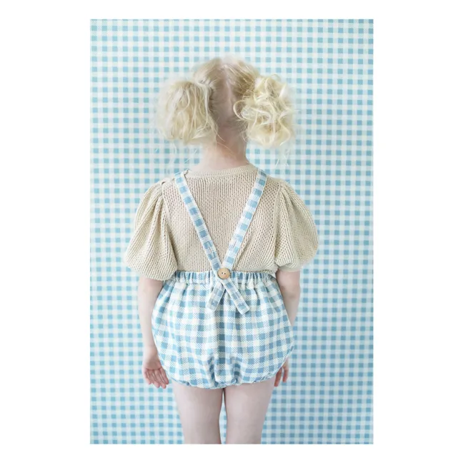 Barboteuse Oona Vichy Coton Bio | Blanc cassé
