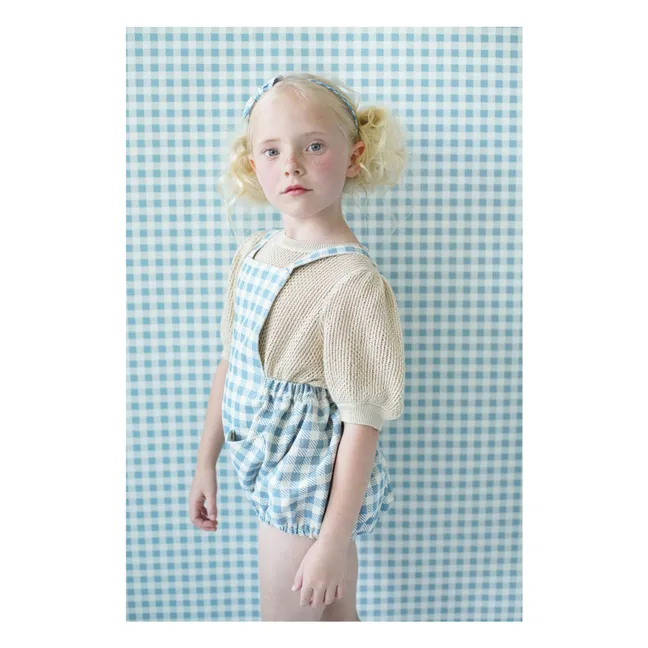 Barboteuse Oona Vichy Coton Bio | Blanc cassé