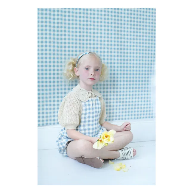 Barboteuse Oona Vichy Coton Bio | Blanc cassé