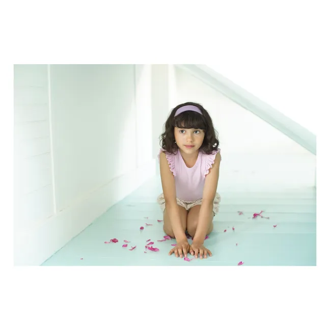 T-shirt Pointelle Frill Coton Bio | Rose
