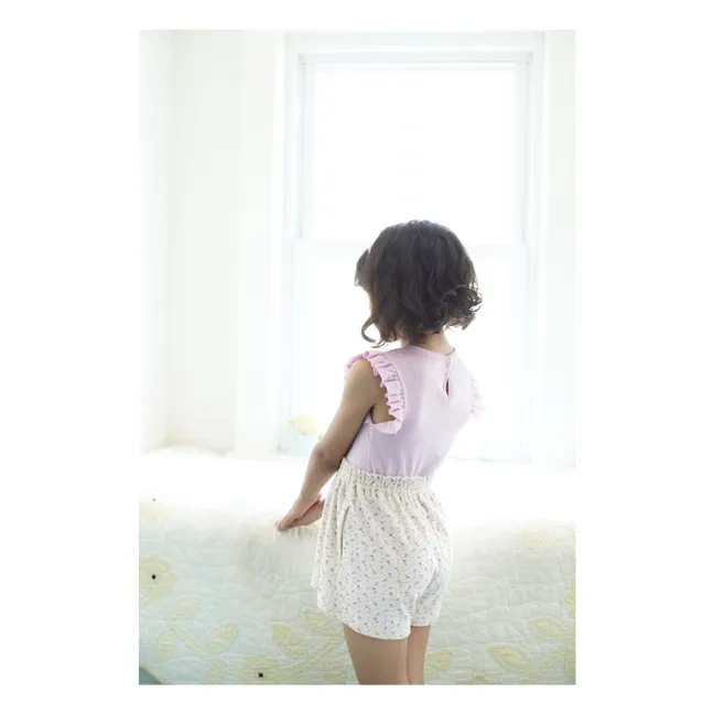 Malla elástica floral de algodón orgánico | Lila