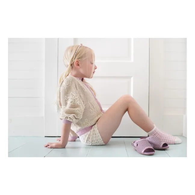 Short Fleuri Coton Bio | Blanc cassé