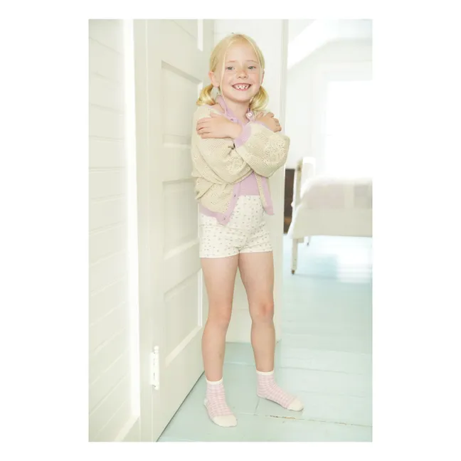 Short Fleuri Coton Bio | Blanc cassé